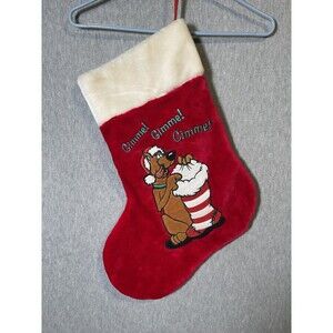 Scooby-Doo Christmas Stocking Red Velvet Faux Fur Cuff "Gimme! Gimme!"